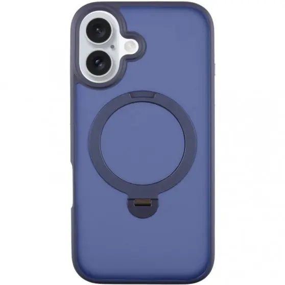 TPU+PC чохол Metal Buttons with MagSafe Colorful HQ Ring для Apple iPhone 16 (6.1") Dark Blue