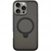 TPU+PC чехол Metal Buttons with MagSafe Colorful HQ Ring для Apple iPhone 16 Pro (6.3") Black