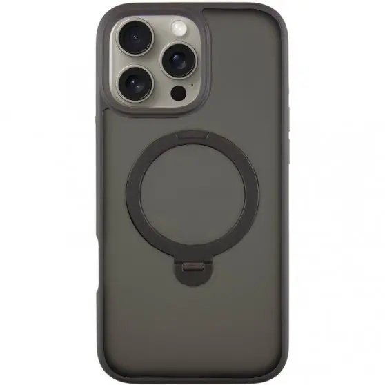 TPU+PC чехол Metal Buttons with MagSafe Colorful HQ Ring для Apple iPhone 16 Pro (6.3") Black
