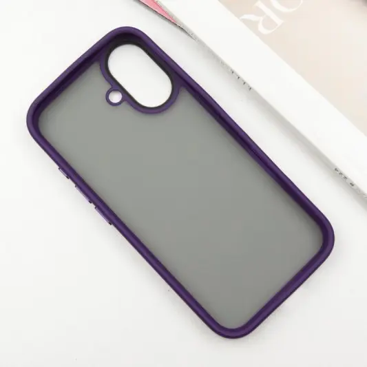 TPU+PC чехол Metal Buttons для Apple iPhone 16 (6.1") Темно-Фиолетовый - изображение 3