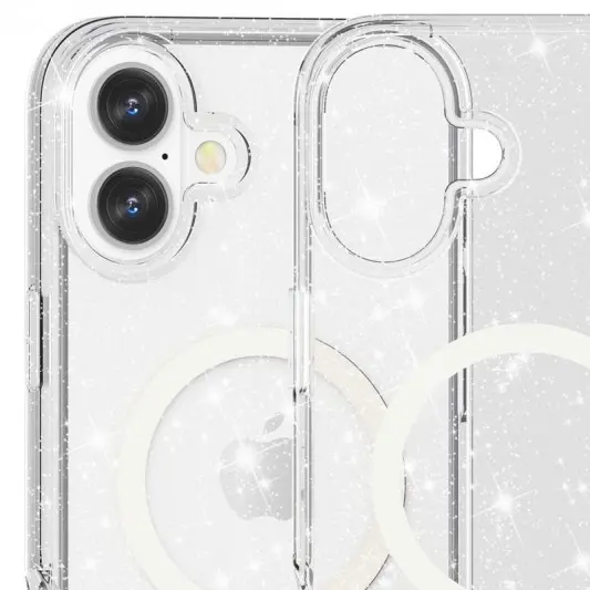 Чохол TPU Galaxy Sparkle (MagFit) для Apple iPhone 16 Plus (6.7") Clear+Glitter - зображення 2 