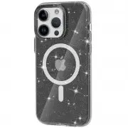 Чохол TPU Galaxy Sparkle (MagFit) для Apple iPhone 16 Pro (6.3") Black+Glitter