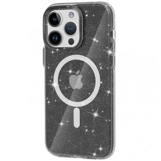 Чехол TPU Galaxy Sparkle (MagFit) для Apple iPhone 16 Pro Max (6.9"), Black+Glitter