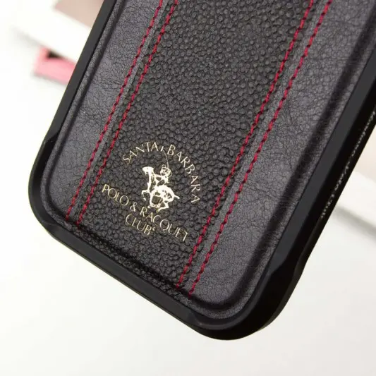 Шкіряний чохол Polo Santa Barbara Barton для Apple iPhone 16 Pro (6.3") Black / Red - зображення 6 