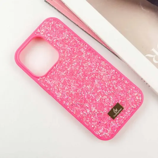 TPU чохол Bling World Rock Diamond для Apple iPhone 16 Pro (6.3") Яскраво-рожевий - зображення 1 