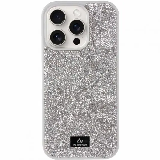 TPU чехол Bling World Rock Diamond для Apple iPhone 16 Pro Max (6.9"), Серебряный