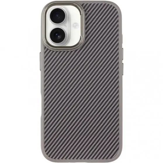 Чохол TPU+PC Carbon with MagSafe для Apple iPhone 16 (6.1") Grey
