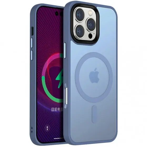 TPU+PC чохол Metal Buttons with MagSafe Colorful для Apple iPhone 16 Pro Max (6.9") Блакитний / Sierra Blue