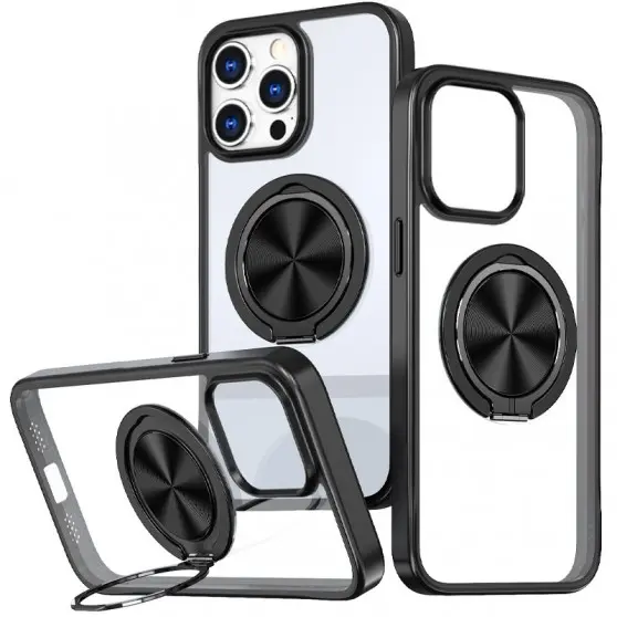 TPU+PC чехол Metal Ring with MagSafe для Apple iPhone 12 Pro / 12 (6.1") Черный