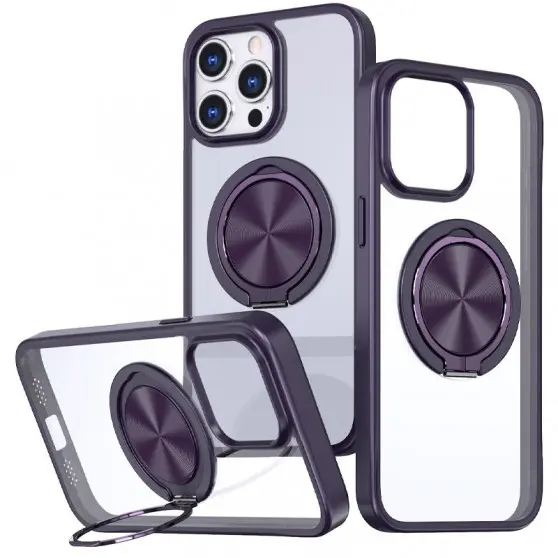 TPU+PC чехол Metal Ring with MagSafe для Apple iPhone 13 Pro (6.1") Темно-фиолетовый
