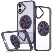 TPU+PC чехол Metal Ring with MagSafe для Apple iPhone 16 (6.1") Темно-фиолетовый