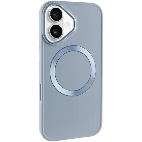 TPU чехол Bonbon Metal Style with MagSafe для Apple iPhone 16 (6.1") Голубой / Mist Blue