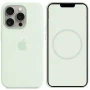 Чехол Silicone case (AAA) full with Magsafe and Animation для Apple iPhone 15 Pro Max (6.7"), Мятный / Soft Mint