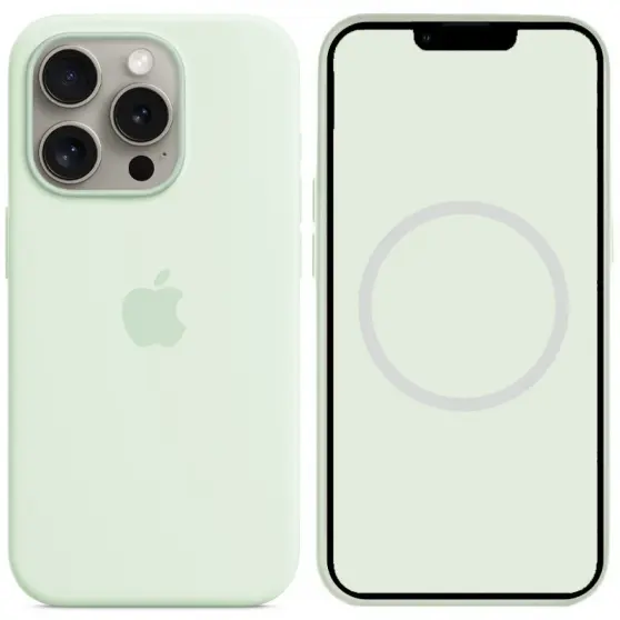 Чехол Silicone case (AAA) full with Magsafe and Animation для Apple iPhone 15 Pro Max (6.7"), Мятный / Soft Mint