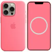 Чехол Silicone case (AAA) full with Magsafe and Animation для Apple iPhone 15 Pro Max (6.7"), Розовый / Pink