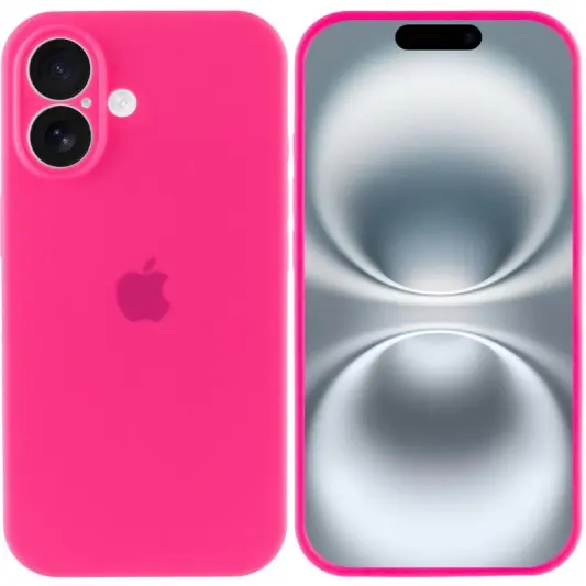 Чехол Silicone Case Full Camera Protective (AA) для Apple iPhone 16 (6.1") Розовый / Barbie pink - изображение 1