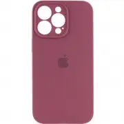 Чехол Silicone Case Full Camera Protective (AA) для Apple iPhone 16 Pro (6.3") Бордовый / Plum