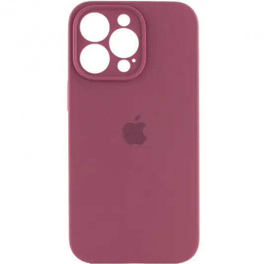Чехол Silicone Case Full Camera Protective (AA) для Apple iPhone 16 Pro (6.3") Бордовый / Plum