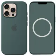 Чехол Silicone case (AAA) full with Magsafe and Animation для Apple iPhone 16 Pro Max (6.9"), Lake Green
