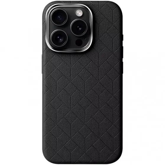 Кожаный чехол Carved with MagSafe для Apple iPhone 16 Pro (6.3"), Black