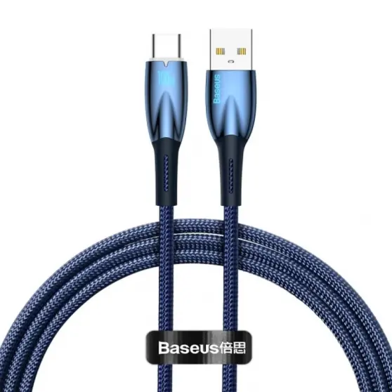 Дата кабель Baseus Glimmer Series Fast Charging Data Cable USB для Type-C 100W 2m (CADH00050), Blue