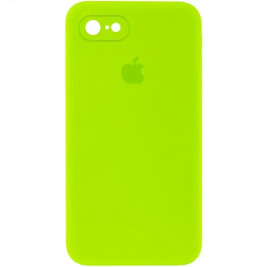 Чехол Silicone Case Square Full Camera Protective (AA) для Apple iPhone 7 / 8 / SE (2020) (4.7") Салатовый / Neon green