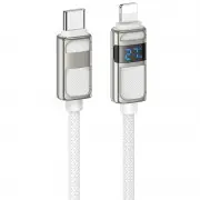 Дата кабель Hoco U137 Line with display Type-C to Lightning 27W (1.2m) White