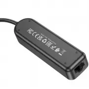 Переходник Borofone DH6 Erudite 4in1 100 Mbps Ethernet (USB to USB2.0*3+RJ45) (1.2m), Black