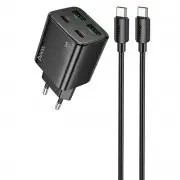 Зарядное устройство Hoco N55 Fundador PD20W four-port (2USB-A/2C) + Type-C to Type-C, Black