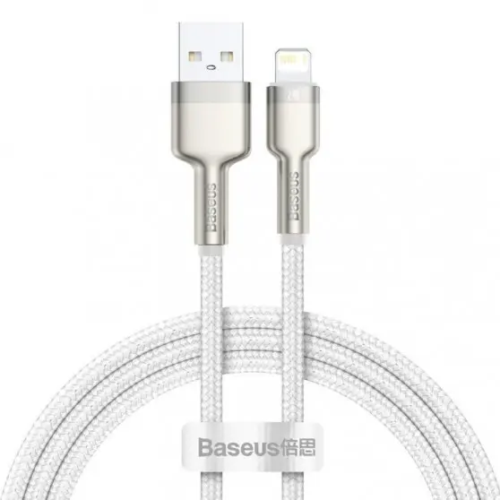 Дата кабель Baseus Cafule Series Metal USB to Lightning 2.4A (1m) (CALJK-A0) White