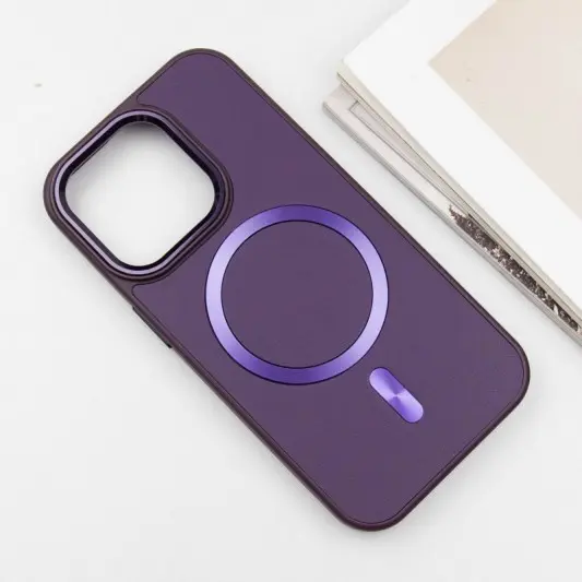 Шкіряний чохол SnapCase with MagSafe для Apple iPhone 16 Pro (6.3") Dark Purple - зображення 1 