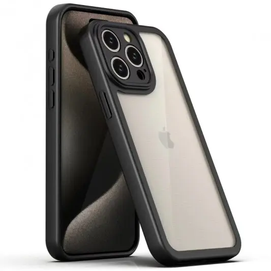 TPU чехол Transparent + Colour 1,5mm для Apple iPhone 12 Pro (6.1") Black