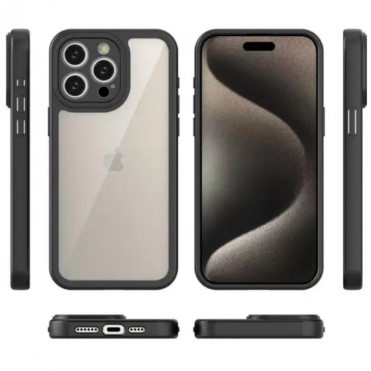 TPU чехол Transparent + Colour 1,5mm для Apple iPhone 12 Pro (6.1") Black - изображение 1