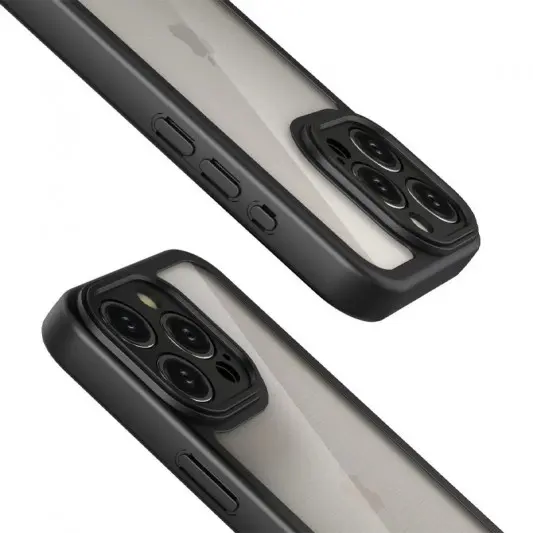 TPU чехол Transparent + Colour 1,5mm для Apple iPhone 12 Pro (6.1") Black - изображение 2