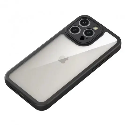 TPU чехол Transparent + Colour 1,5mm для Apple iPhone 12 Pro (6.1") Black - изображение 3