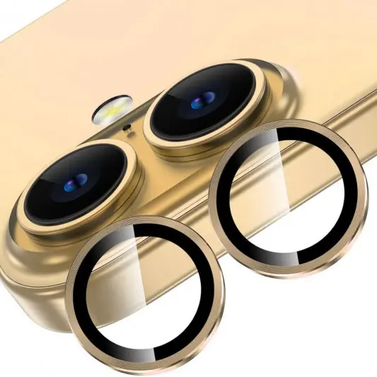 Захисне скло Metal Classic на камеру (у упак.) для Apple iPhone 16 (6.1") / 16 Plus (6.7") Золотий / Gold - зображення 2 