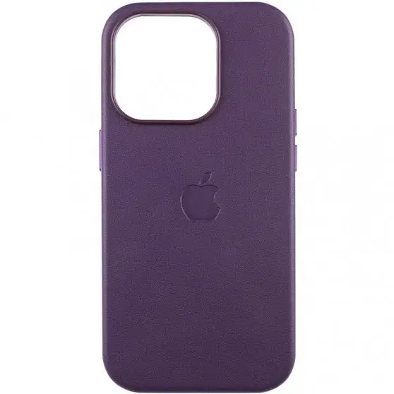 Кожаный чехол Leather Case (AAA) with MagSafe and Animation для Apple iPhone 16 Pro Max (6.9") Dark Purple