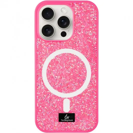 TPU чохол Bling World Rock Diamond with MagSafe для Apple iPhone 16 Pro Max (6.9") Rose