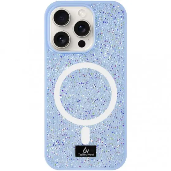 TPU чехол Bling World Rock Diamond with MagSafe для Apple iPhone 15 Pro Max (6.7"), Light blue