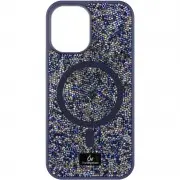 TPU чохол Bling World Rock Diamond with MagSafe для Apple iPhone 14 (6.1") Navy Blue