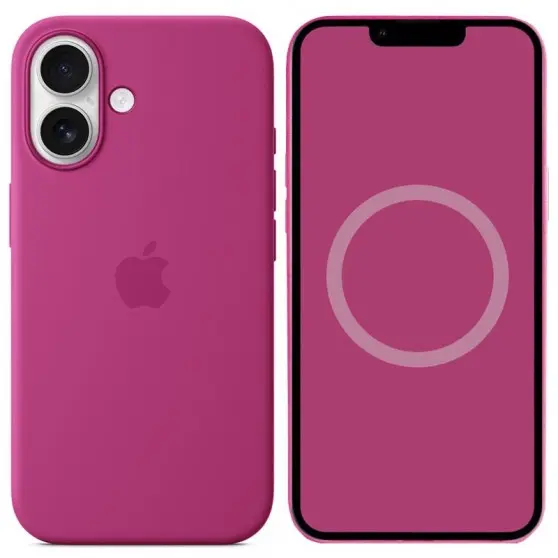 Чохол Silicone case (AAA) with Magsafe and Animation (button) для Apple iPhone 16 (6.1") Fuchsia