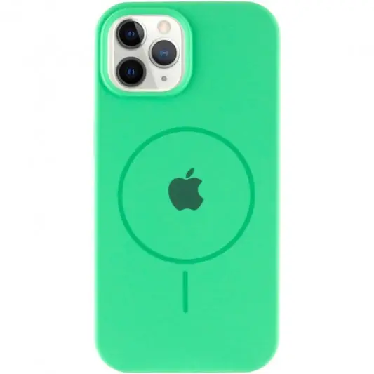 Чехол Silicone Case Full Protective (AA) with MagSafe для Apple iPhone 12 Pro / 12 (6.1") Зеленый / Spearmint - изображение 1