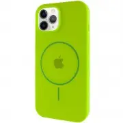 Чехол Silicone Case Full Protective (AA) with MagSafe для Apple iPhone 12 Pro / 12 (6.1") Салатовый / Neon green