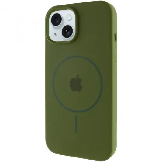Чохол Silicone Case Full Protective (AA) with MagSafe для Apple iPhone 14 Plus (6.7") Зелений / Dark Olive