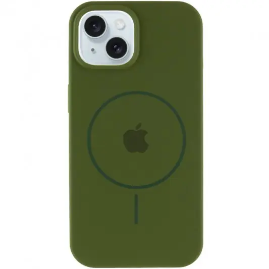 Чохол Silicone Case Full Protective (AA) with MagSafe для Apple iPhone 14 Plus (6.7") Зелений / Dark Olive - зображення 1 