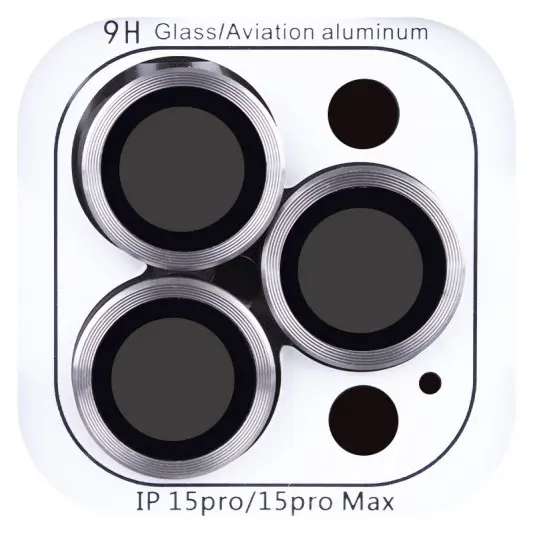 Защитное стекло Metal Classic на камеру (в упак.) для Apple iPhone 15 Pro (6.1") / 15 Pro Max (6.7") Серый / Titanium Gray - изображение 2