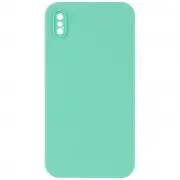 Silicone Case Square Full Camera Protective (AA) NOLOGO для Apple iPhone X / XS (5.8") Бірюзовий / Turquoise