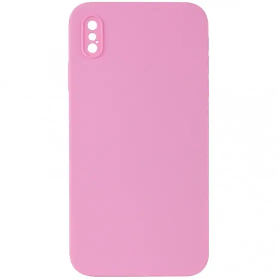 Silicone Case Square Full Camera Protective (AA) NOLOGO для Apple iPhone X / XS (5.8") Рожевий / Light pink