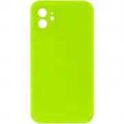 Silicone Case Square Full Camera Protective (AA) NOLOGO для Apple iPhone 11 (6.1") Салатовий / Neon green
