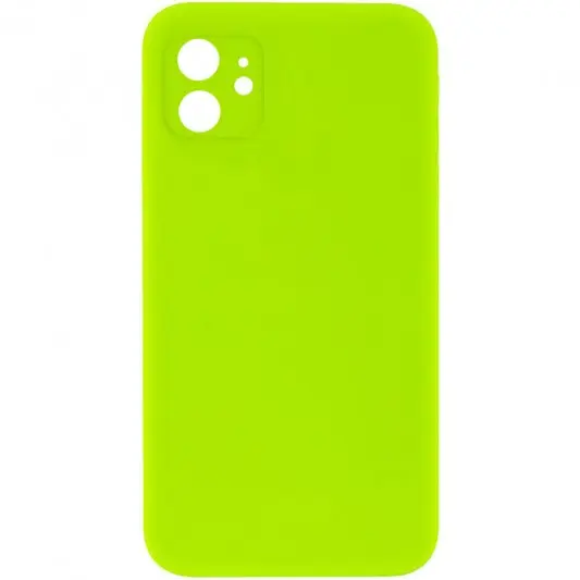 Silicone Case Square Full Camera Protective (AA) NOLOGO для Apple iPhone 11 (6.1") Салатовый / Neon green